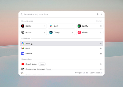 Search Modal Menu - Recent & Favorites clean components field menu minimalism modal popup product design search search bar ui ux