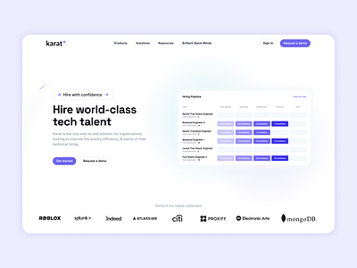 Karat • Hiring Tech Talent brand identity drip designs hiring solutions product design saas platform ui design user experience user interface ux design website