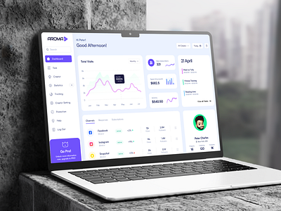 Aroma - Elevate Your Social Media Game audience growth brand management content creator tools data driven decisions earnings monitoring engagement metrics follower tracking influencer tools performance insights real time analytics social media analytics social media dashboard social media growth social media strategy web app design