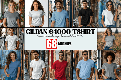 Gildan 64000 T-shirt Mockup Bundle gildan mock up gildan mockup magazine model mockup shirt mockup bundle trendy tshirt mockup tshirt mockup tshirt mockup bundle