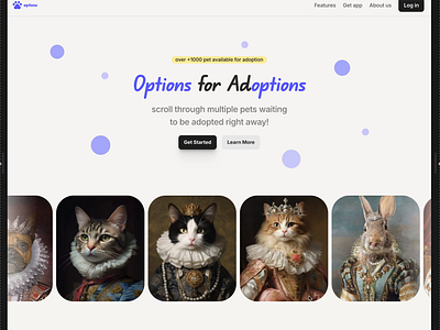 Pet adoption website - Landing page daily ui design framer pets product design ui ui design uiux web design website