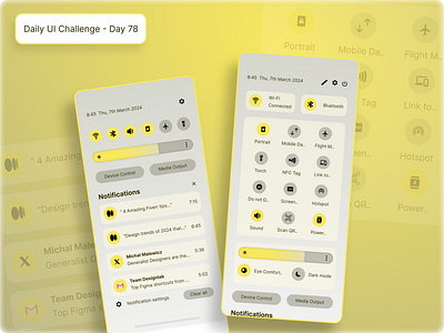 Daily UI Challenge #78 - A mobile notification drawer with modes .one daily ui challenge design hype 4 academy ui ux ux design