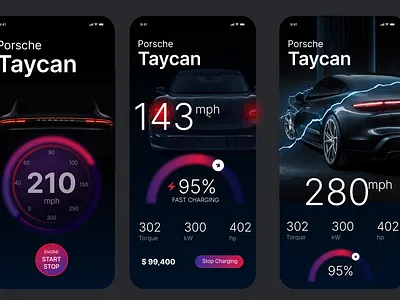 Porsche Taycan App app branding design figma graphic design porche trending ui