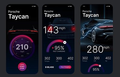 Porsche Taycan App app branding design figma graphic design porche trending ui