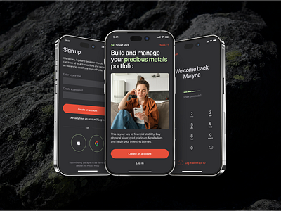 Sign up / Log in faceid finance interface investment ios log in mobile app passcode password phone profile sign in sign up ui ux verification