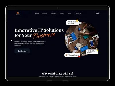 UI Design Sneak Peek: Services Prototype figma it solutions prototype technology ui ui design web design