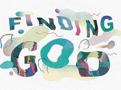 Finding God 80s 90s illustrator nostalgic pastel shapes trippy typography