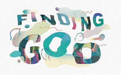 Finding God 80s 90s illustrator nostalgic pastel shapes trippy typography