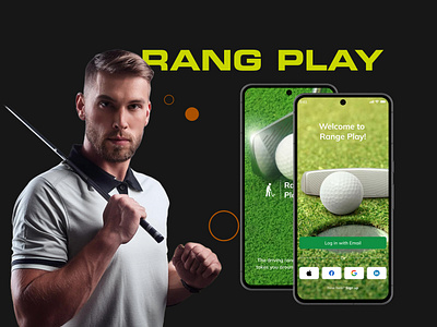 Range Play branding golf playing app landing page mobile app design range play sportsapp ui user experience design user interface design ux uxui design web design