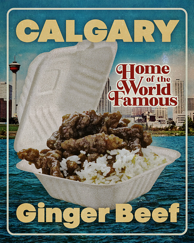 World Famous Ginger Beef calgary collage food funny ginger beef nostalgic postcard retro