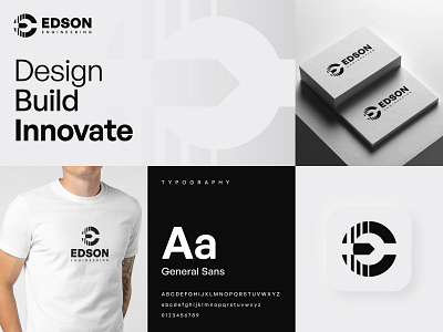 Edson Engineering Logo Design black brand branding build construction e letter engineer engineering letter e logo logomark mechanic negative space repair service tool visual identity wrench