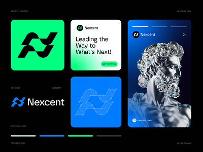 Nexcent - Digital Solutions | Letter N | Branding Design abstract accelerate branding connectivity consultancy fintech growth iconic innovation letter n logo minimalistic modern networking nexcent saas synergy tech startup technology web3