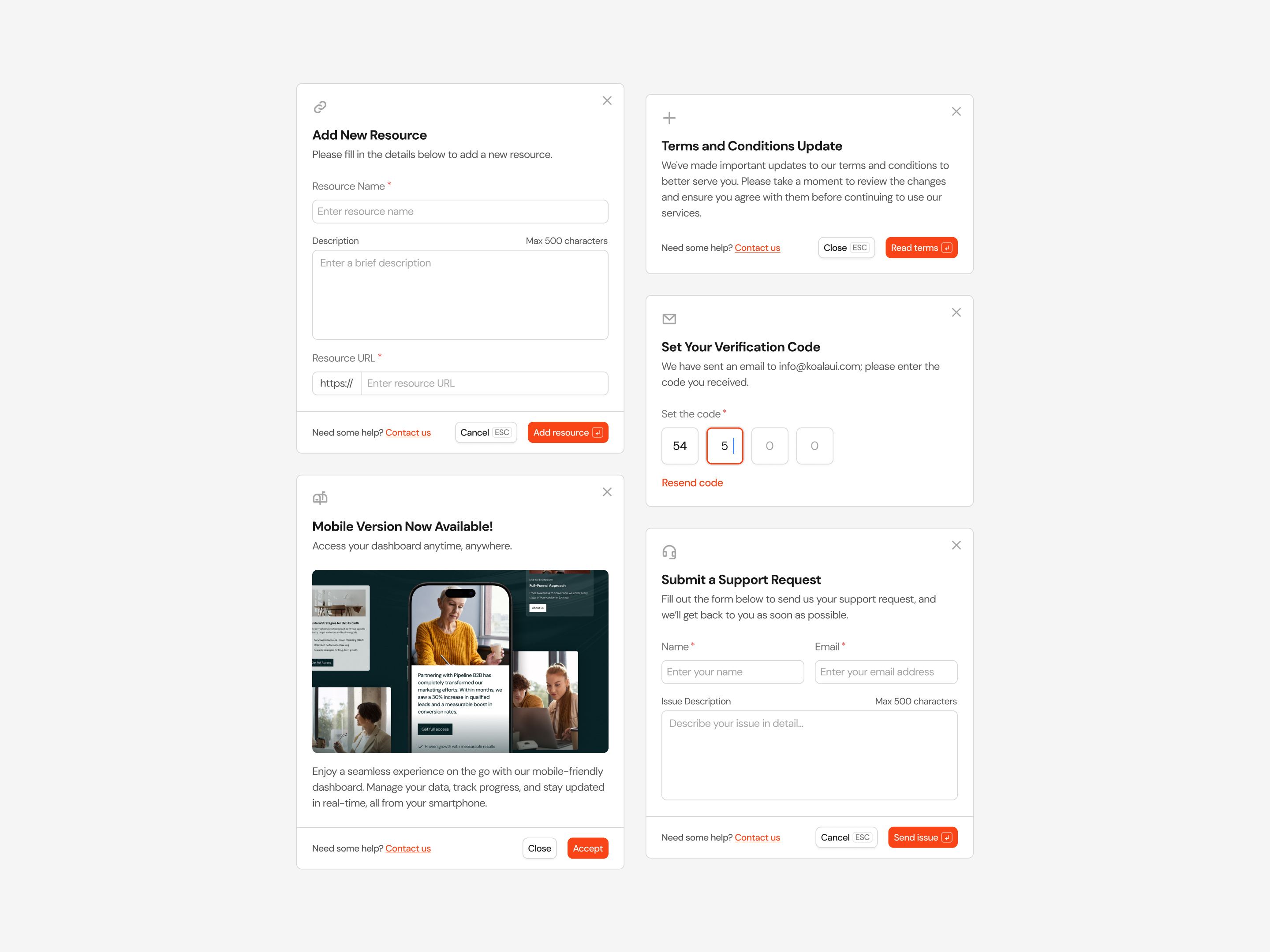 Dialog/Modals · Koala UI clean design design system dialog figma illustration koala landing landing page minimal modal modals product design ui ui design ui kit user interface ux ux design uxui