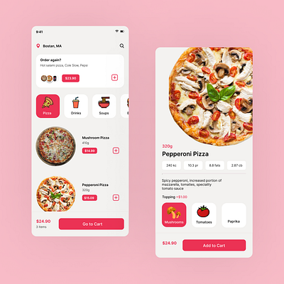 Pizza Ordering App UI 3d animation branding motion graphics ui