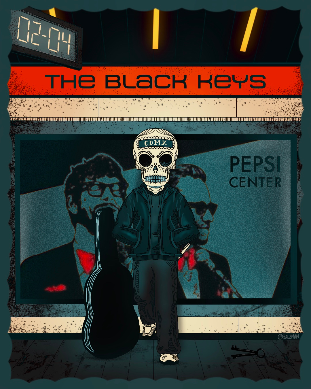 The Black Keys in Mexico City art concert poster concert poster design day of the dead design digital illustration gig poster graphic design illustration poster design the black keys vector