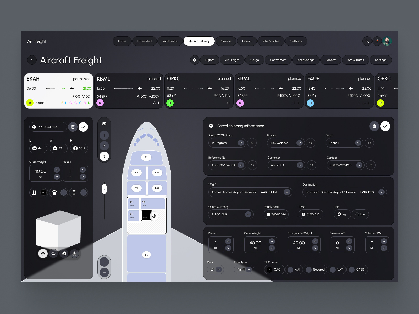 Aircraft Freight Dashboard - Dark by Stefano Tirloni on Dribbble