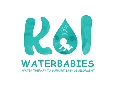 KOI Waterbabies Logo Design aqua baby baby development blue brand childcare corporate identity flat logo logo logo design minimalist nature professional logo typography vector logo water water therapy