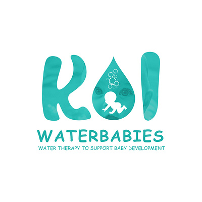 KOI Waterbabies Logo Design aqua baby baby development blue brand childcare corporate identity flat logo logo logo design minimalist nature professional logo typography vector logo water water therapy