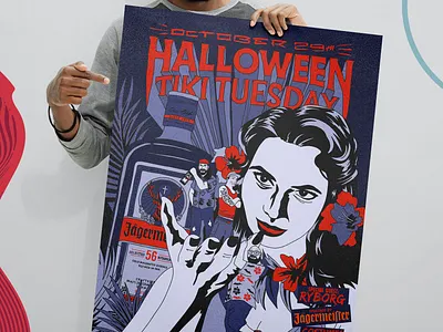 Poster Design - Halloween Tiki 2024 dark design event graphic design graphics halloween illustration scary tiki tropical
