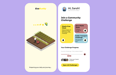 Sustainability Mobile App Design EcoBuddy app design eco figma mobile mobile app sustainability ui ux web design