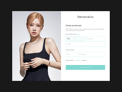 Tiffany website | Sign up page dailyui signup signuppage tiffany ui uiux ux web webdesign website