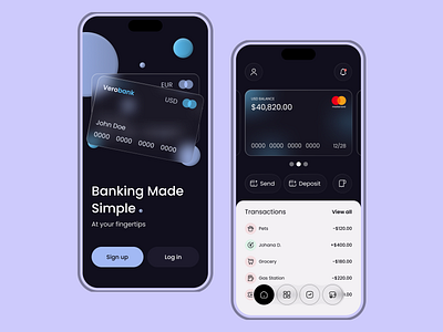 Vero - mobile banking app appdesign designinspo digitalbanking fintechconcept fintechdesign fintechstartups mobilebanking simplicityindesign ui ux uxinspiration