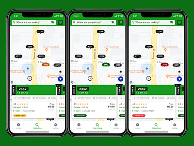 ParkMobile App Design map parking risk startup ui ux visualdesign