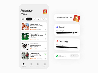 UI Practice: AI-powered Personalized News App ai color design ui