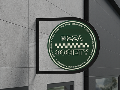 Pizza Society Restaurant Logo Store Signage Branding Mockup ad advertisement branding food graphic graphic design identity logo logo design mockup pizza restaurant sign signage store storefront visual identity