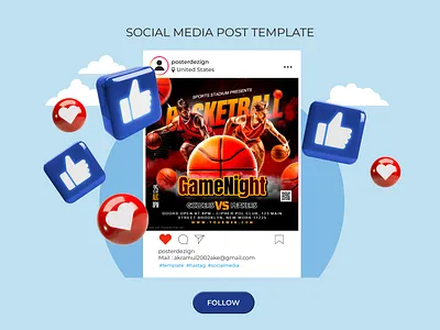 professional flyer or poster design for basketball club sports poster