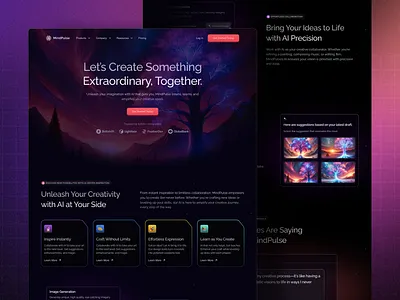 MindPulse - Website Design ai clean darkmode design figma illustration landing page logo modern redesign ui uiux ux web webdesign website