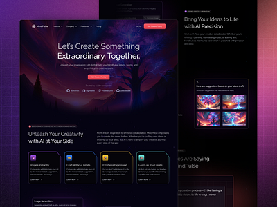 MindPulse - Website Design ai clean darkmode design figma illustration landing page logo modern redesign ui uiux ux web webdesign website