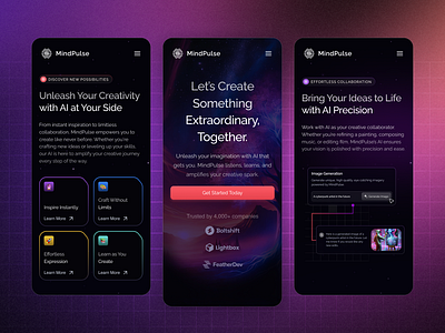 MindPulse - Web Design ai branding dark mode home page landing page mobile modern ui ux