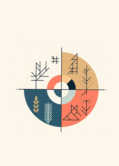 Сomposition seasons. branding graphic design logo