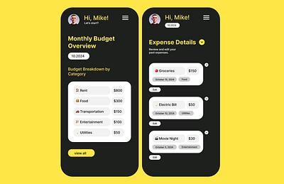 Personal Finance App Design - Expense Details Screen app finances mobile screen ui ux