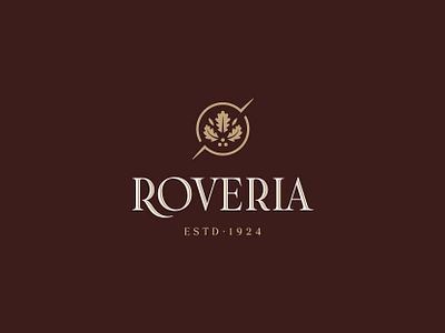 Roveria Boutique Winery croatia grape icon leaf logo mark oak olive roveria symbol wine winery