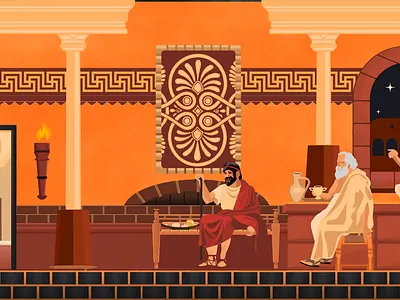 Ancient Rome/Greece Animation Scenes 2d animation adobe after effects adobe illustrator ancient greece flat interior marcus aurelius motion graphics sprite animation vector