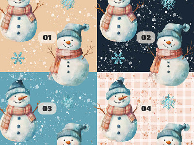 Pattern | Snowman and Snowflakes art design digital art graphic design illustration pattern pattern design photoshop procreate winter pattern