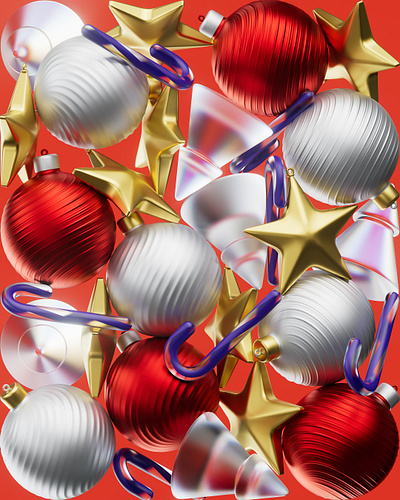 Christmas wallpaper 2 2d 3d branding christmas design glass holidays illustration logo red render stars ui wallpaper web