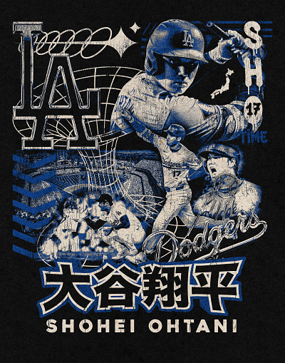 IT'S SHO TIME! baseball design dodgers grunge la ladodgers mlb ohtani shirt shoheiohtani shotime worldseries