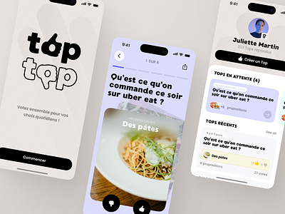 Top Top - The Simplified Voting App (exploration) app brand branding design game logo swipe ui uidesign ux voting