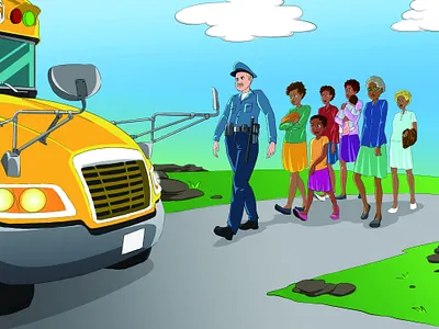 school bus art black and white character design comic comic book design drawing illustration manga