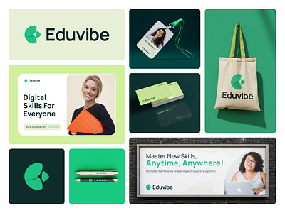 Eduvibe Branding | Learning, Education Logo brand brand book brand guidelines brand identity brand logo branding education logo graphic design learning logo logo logo design logotype minimal minimalist logo online learning school logo typography uiux university logo visual identity