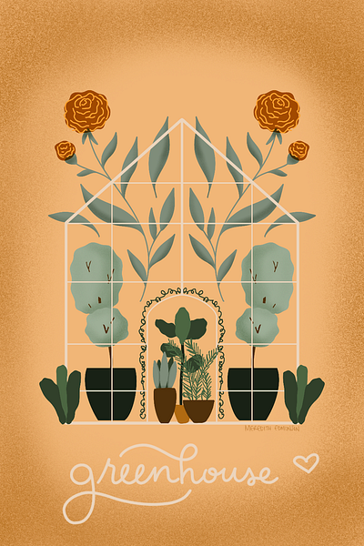 Peachtober 2024 Day 21: Greenhouse illustration peachtober typography