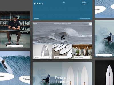 E-commerce Surfing Website card clean e commerce ecommerce ecommerce design landing page minimal online shop shopify store surf surfing surfing board ui web web design web designer webflow website website design
