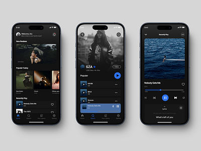 Mobile Music App app app interface application branding clean dark theme design ios minimalist mobile mobile music mobile ui mobile ui design music music app popular song ui ux