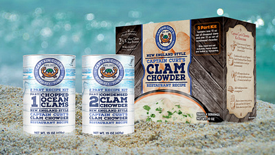 Captain Curt’s Clam Chowder branding color theory consumer product packaging (cpg) design graphic design illustration logo packaging design typography