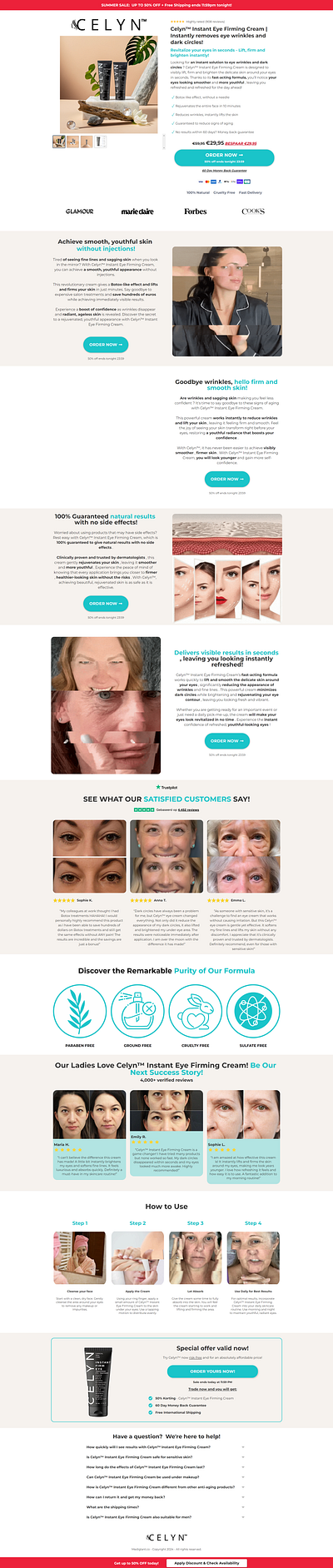 Botox Serum Funnel Sample branding funelish product page