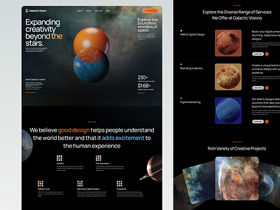 Galactic Vision - Creative Agency Website agency creative digital agency homepage landing page minimal space studio ui ui design uiux universe web design website