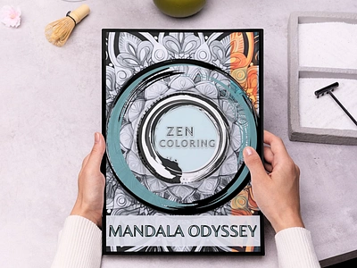 Mandala Odyssey: Zen Coloring book cover book cover branding coloring book design graphic design illustration mockup